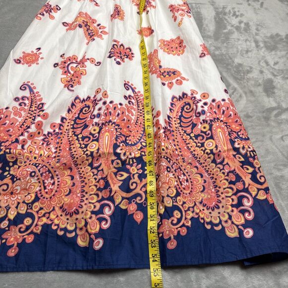 Talbots Women’s Size 12 Cotton Sleeveless V-Neck Maxi Dress Side Tie Paisey NWT - Picture 4 of 7